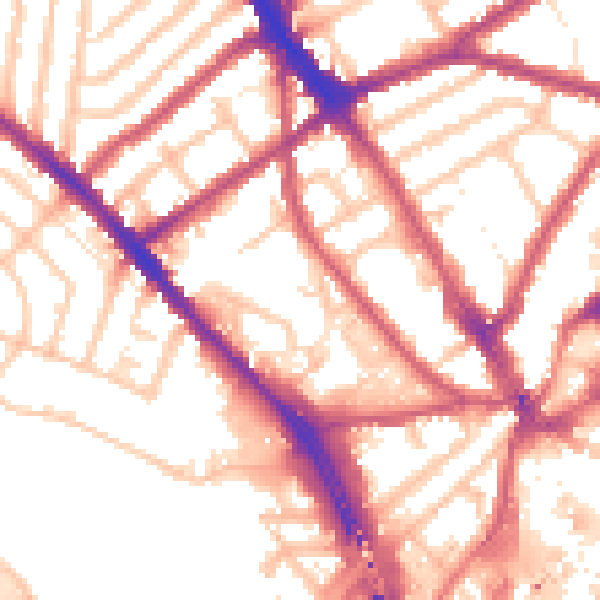 Daytime road noise heatmap for CR0 3TA
