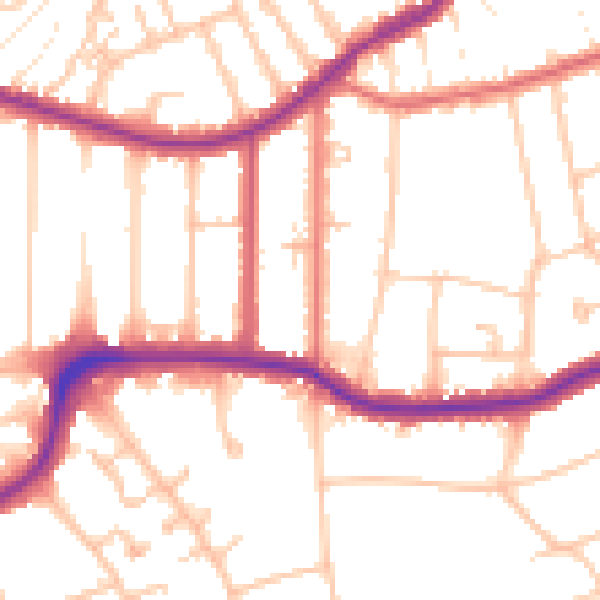 Daytime road noise heatmap for CR0 6AP