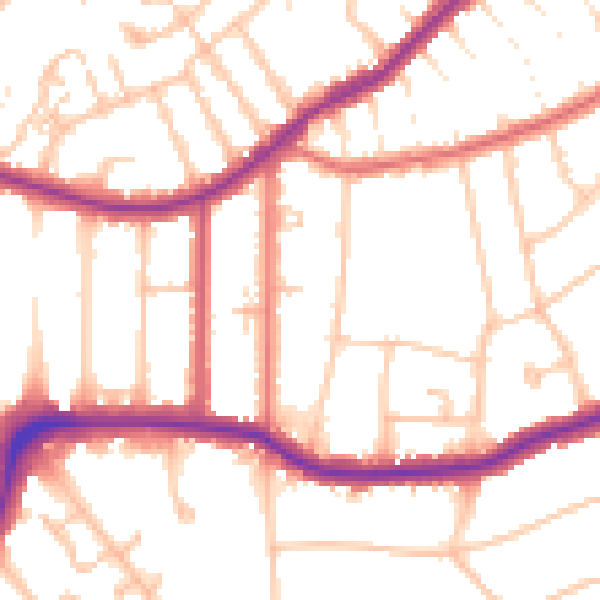 Daytime road noise heatmap for CR0 6AR