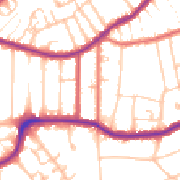 Daytime road noise heatmap for CR0 6AS