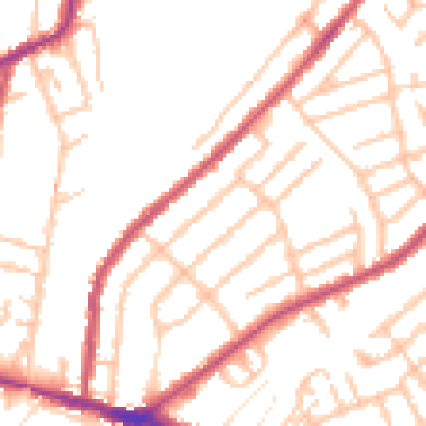 Daytime road noise heatmap for CR0 6DY