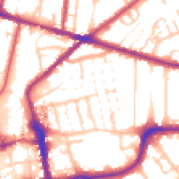 Daytime road noise heatmap for CR0 6FG