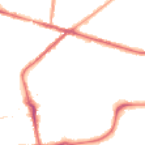 Night-time road noise heatmap for CR0 6FG