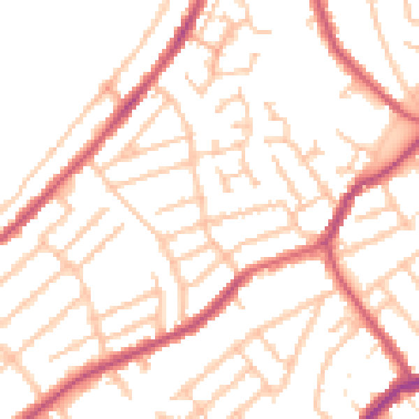 Daytime road noise heatmap for CR0 6HY