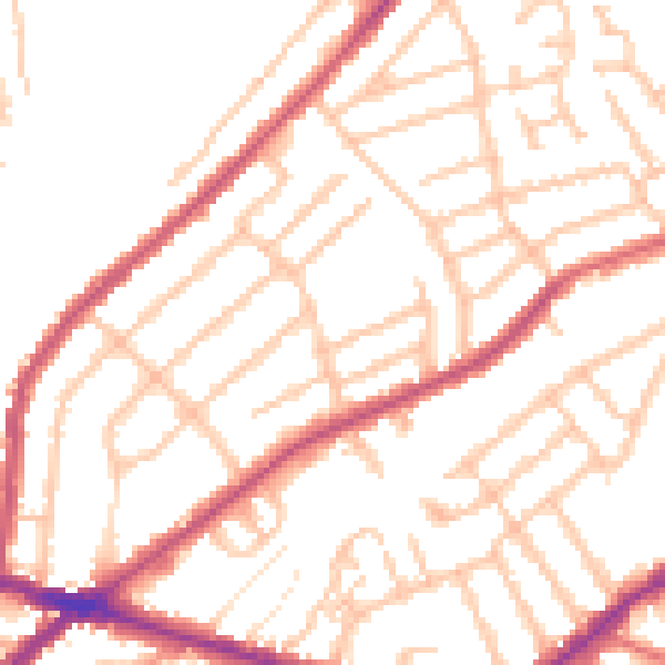 Daytime road noise heatmap for CR0 6JA