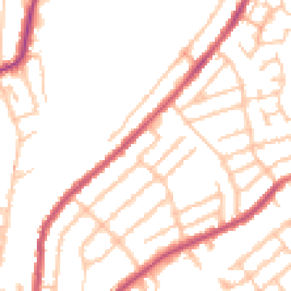 Daytime road noise heatmap for CR0 6JN