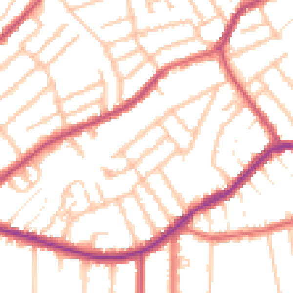Daytime road noise heatmap for CR0 6LG