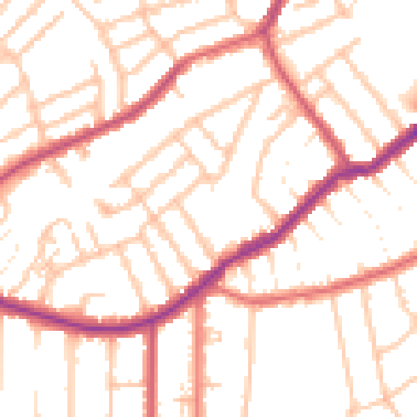 Daytime road noise heatmap for CR0 6LL
