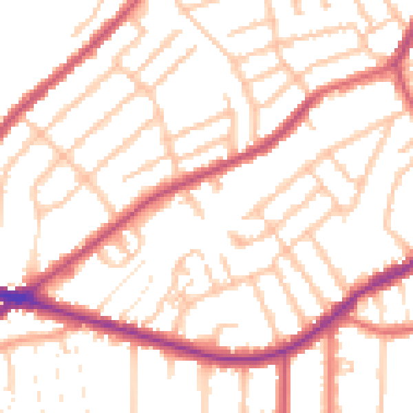 Daytime road noise heatmap for CR0 6ND