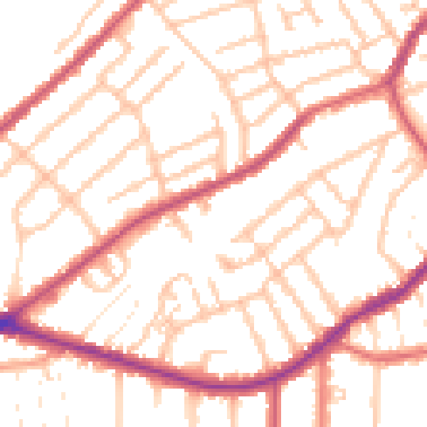 Daytime road noise heatmap for CR0 6NP