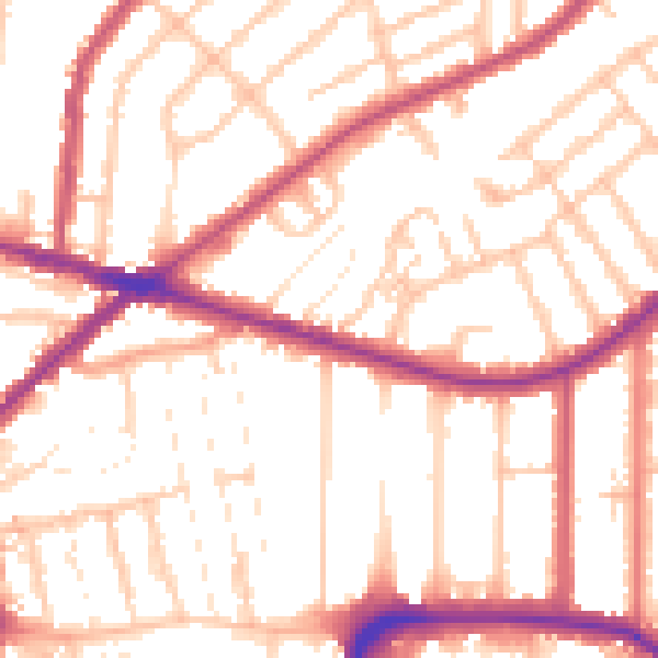 Daytime road noise heatmap for CR0 6PU