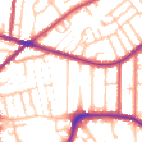 Daytime road noise heatmap for CR0 6QE