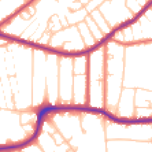 Daytime road noise heatmap for CR0 6QP