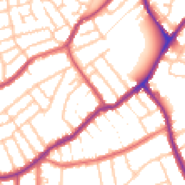 Daytime road noise heatmap for CR0 6RT