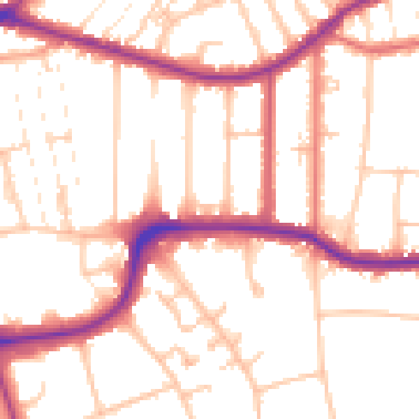 Daytime road noise heatmap for CR0 6SN