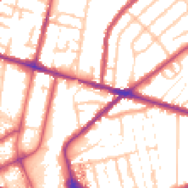 Daytime road noise heatmap for CR0 6TH