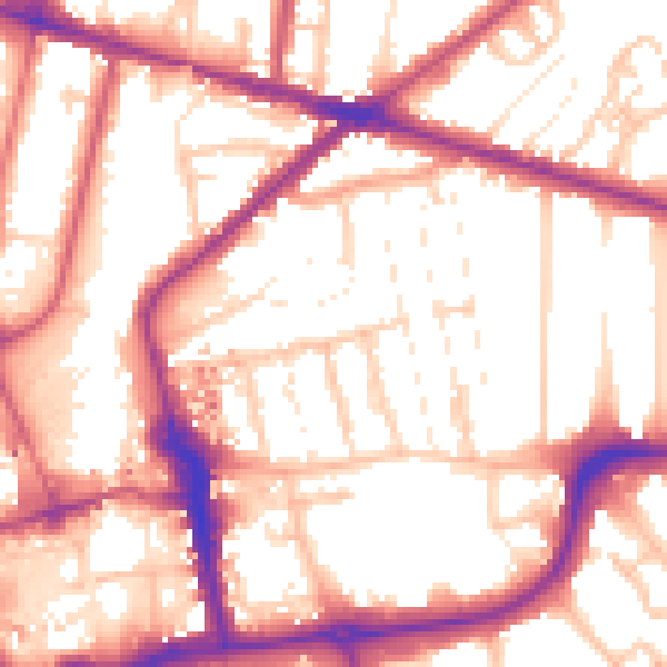 Daytime road noise heatmap for CR0 6UJ