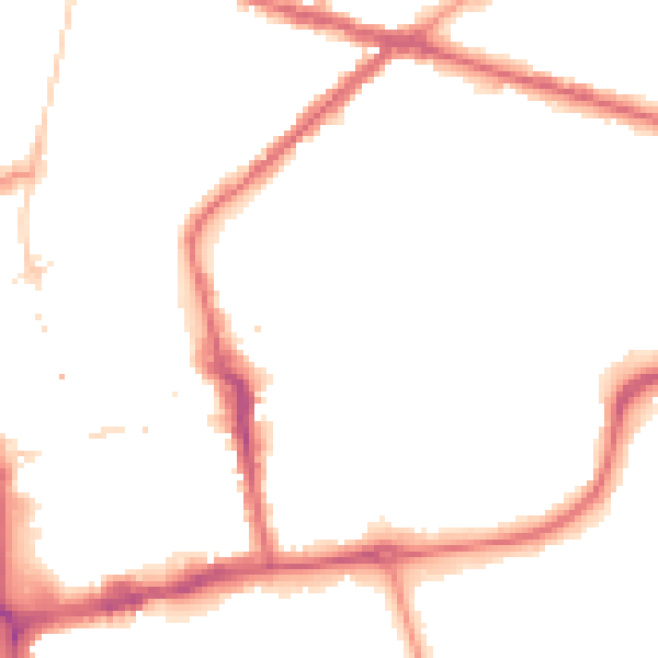 Night-time road noise heatmap for CR0 6UL