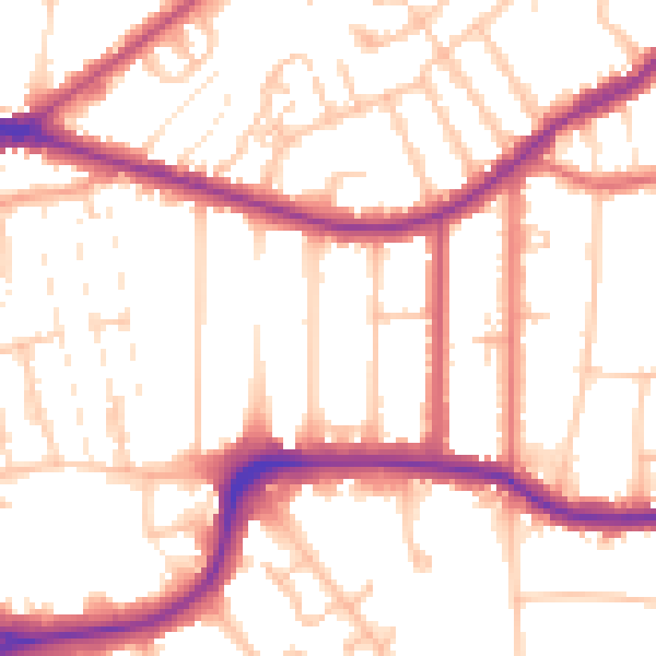 Daytime road noise heatmap for CR0 6XA