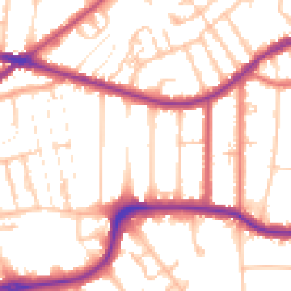 Daytime road noise heatmap for CR0 6XD