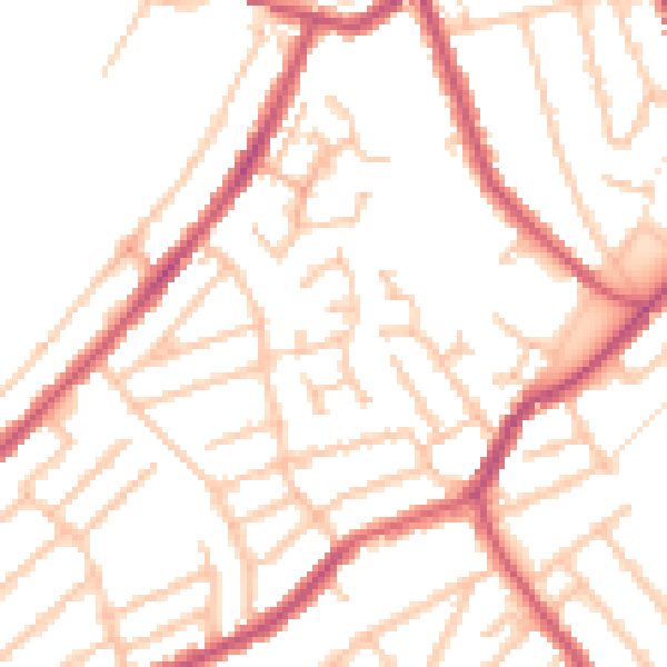 Daytime road noise heatmap for CR0 6XN