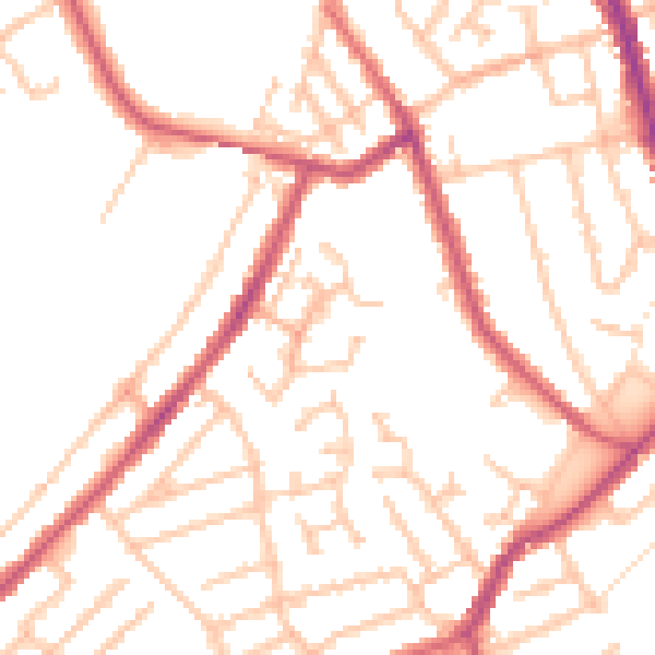 Daytime road noise heatmap for CR0 6YL