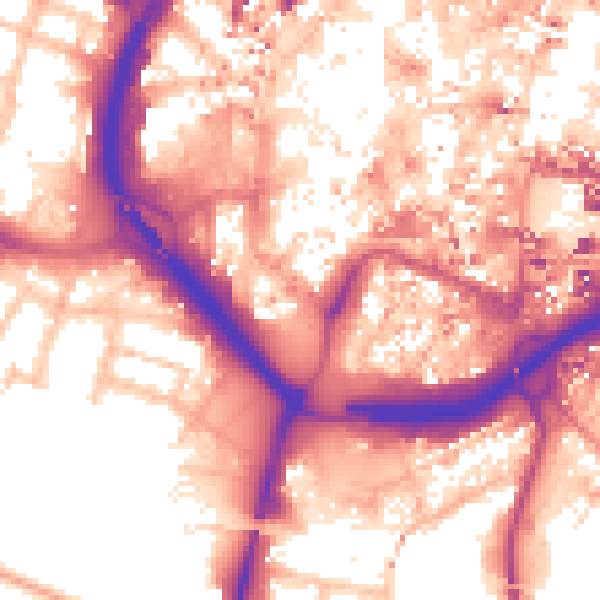Daytime road noise heatmap for CV1 1EU