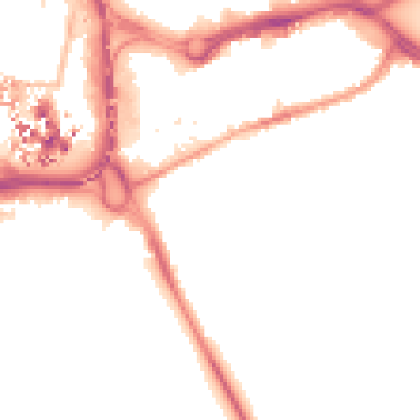 Night-time road noise heatmap for CV1 2AJ