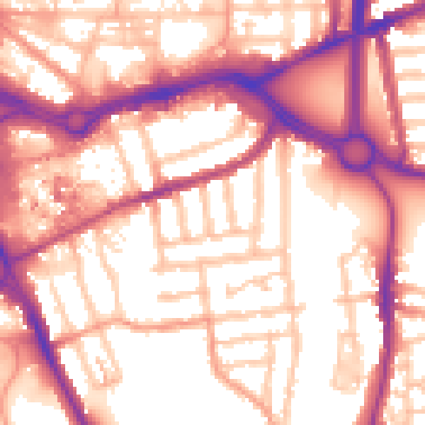 Daytime road noise heatmap for CV1 2BZ