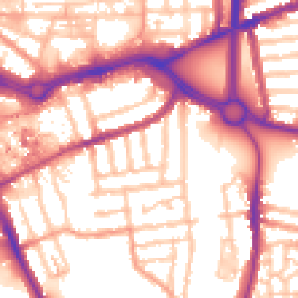 Daytime road noise heatmap for CV1 2DA