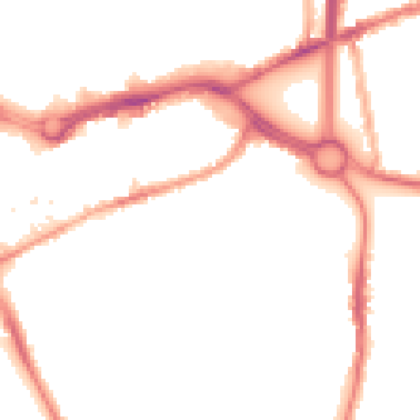 Night-time road noise heatmap for CV1 2DA