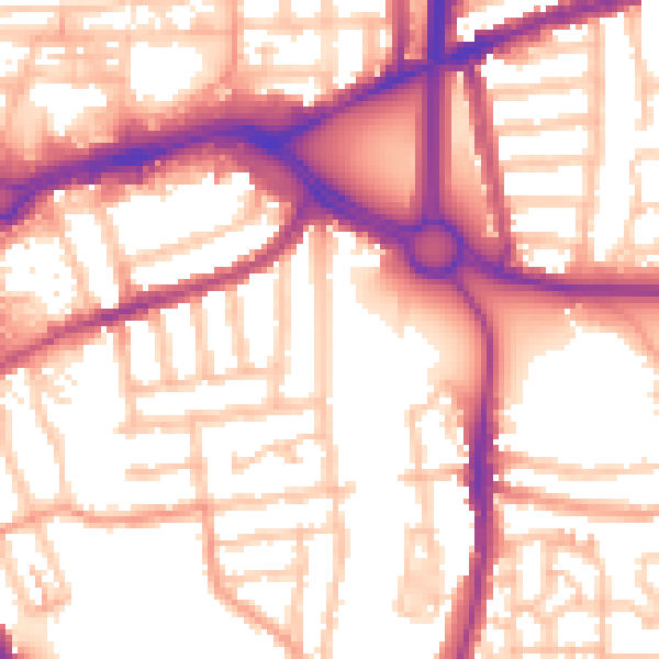 Daytime road noise heatmap for CV1 2DJ