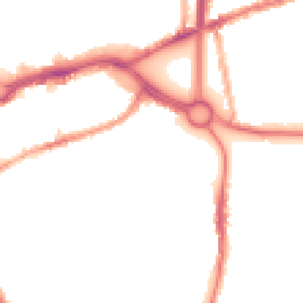 Night-time road noise heatmap for CV1 2DJ