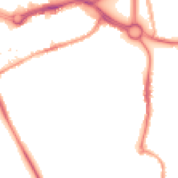 Night-time road noise heatmap for CV1 2DR