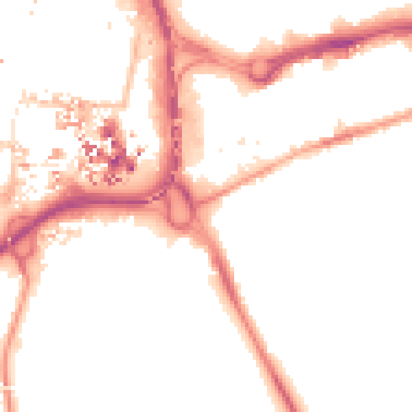 Night-time road noise heatmap for CV1 2NF