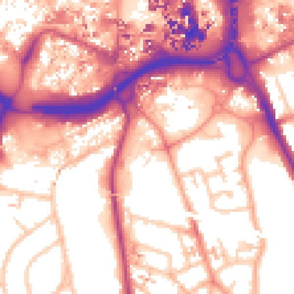 Daytime road noise heatmap for CV1 2TY