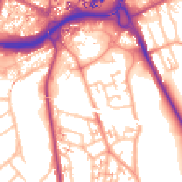 Daytime road noise heatmap for CV1 2UB