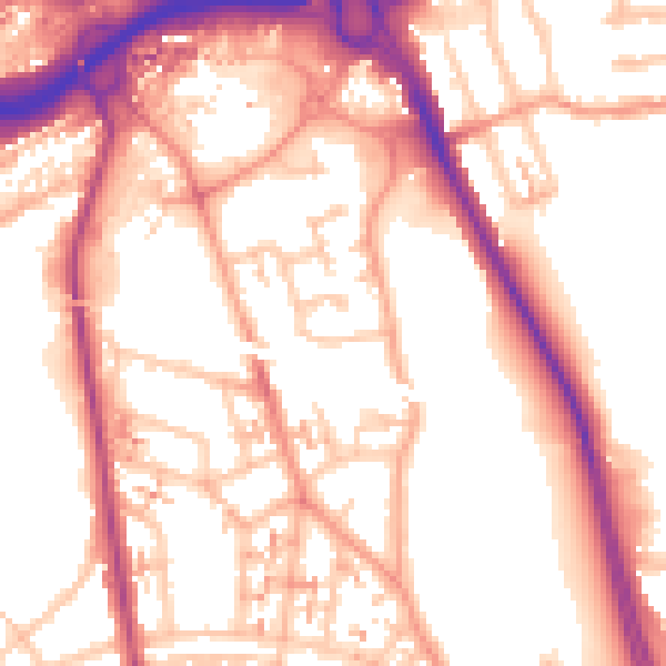 Daytime road noise heatmap for CV1 2UE