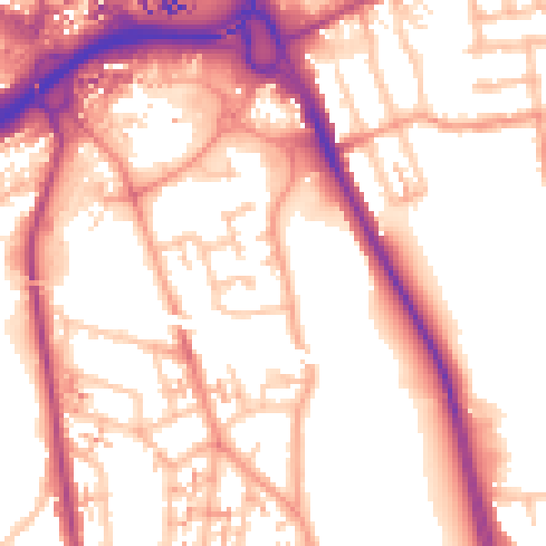 Daytime road noise heatmap for CV1 2UQ