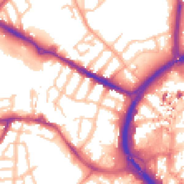 Daytime road noise heatmap for CV1 3AT