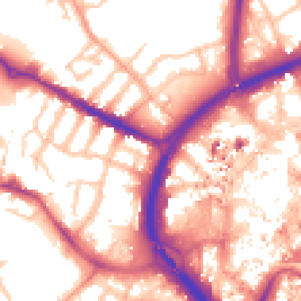 Daytime road noise heatmap for CV1 3DB
