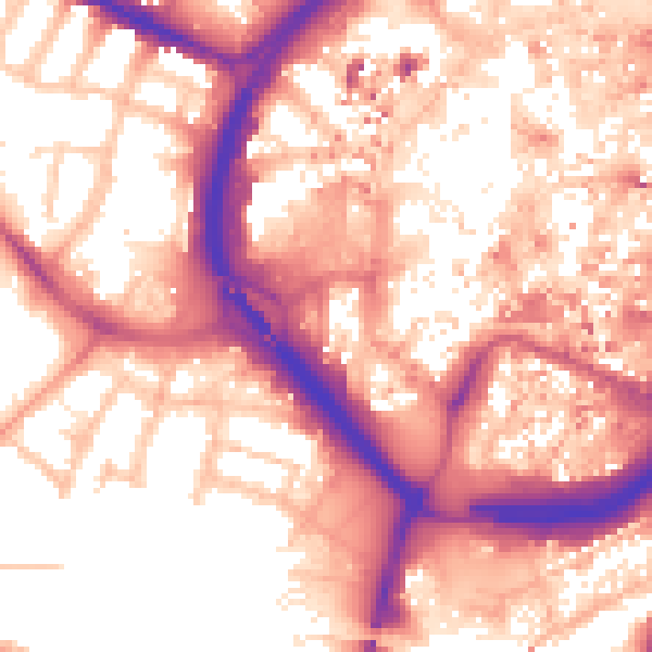 Daytime road noise heatmap for CV1 3JU