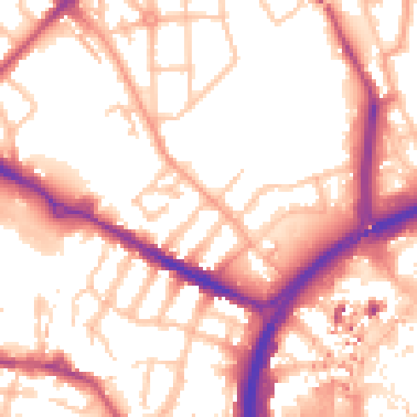 Daytime road noise heatmap for CV1 4AR