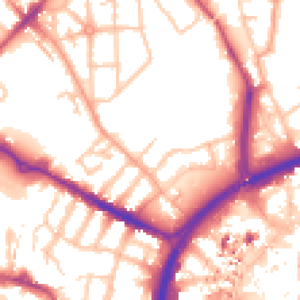 Daytime road noise heatmap for CV1 4AS