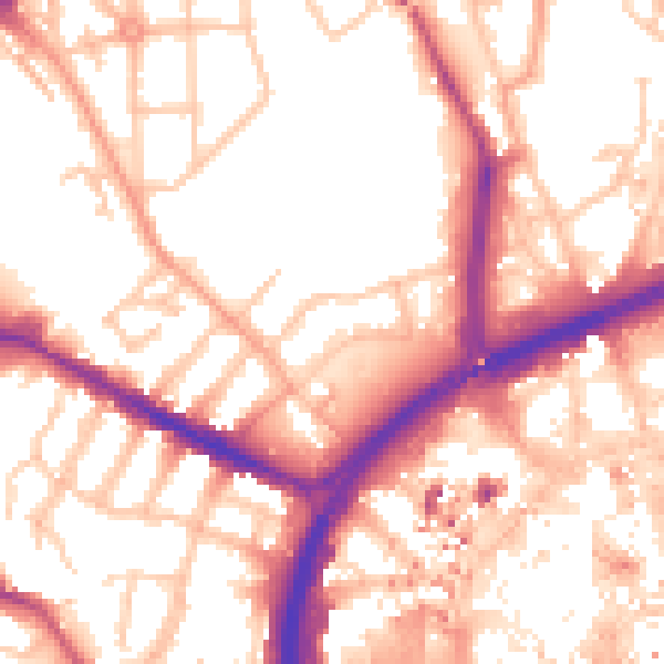 Daytime road noise heatmap for CV1 4AZ