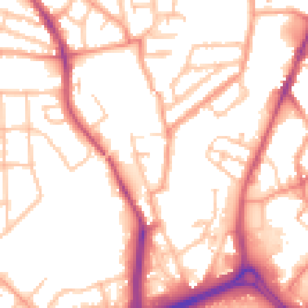 Daytime road noise heatmap for CV1 4DU