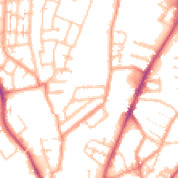 Daytime road noise heatmap for CV1 4DZ