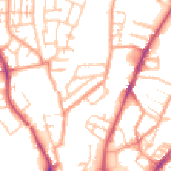 Daytime road noise heatmap for CV1 4EG