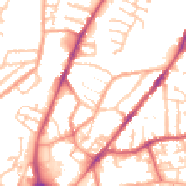 Daytime road noise heatmap for CV1 4HN