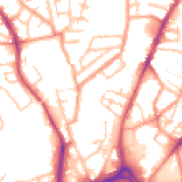 Daytime road noise heatmap for CV1 4JB